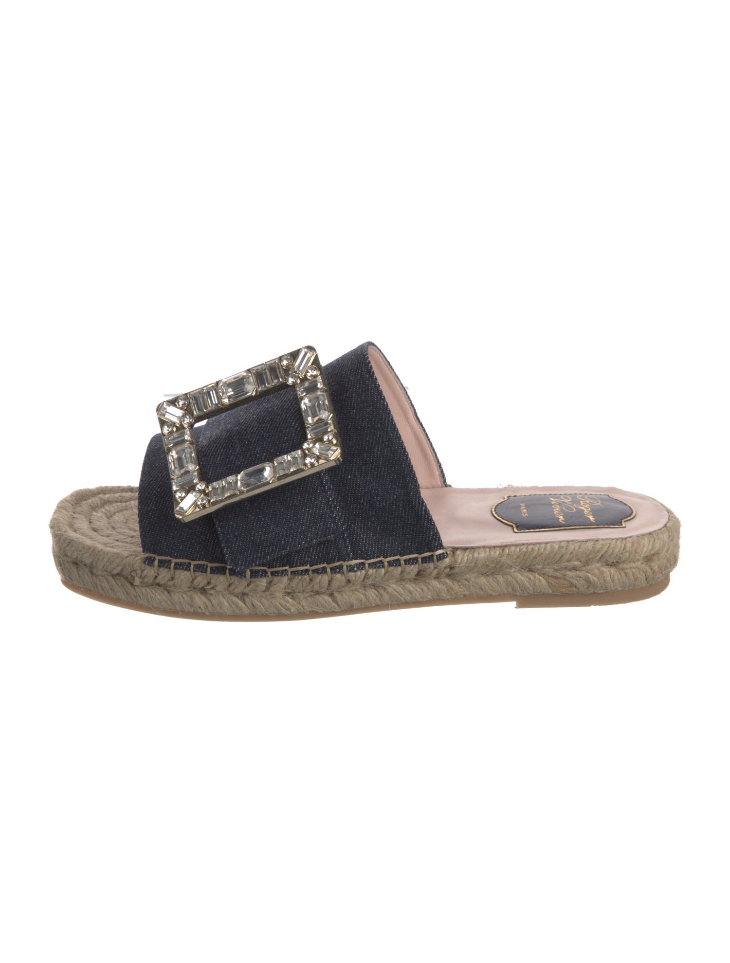 Roger Vivier Denim Colorblock Pattern Espadrilles