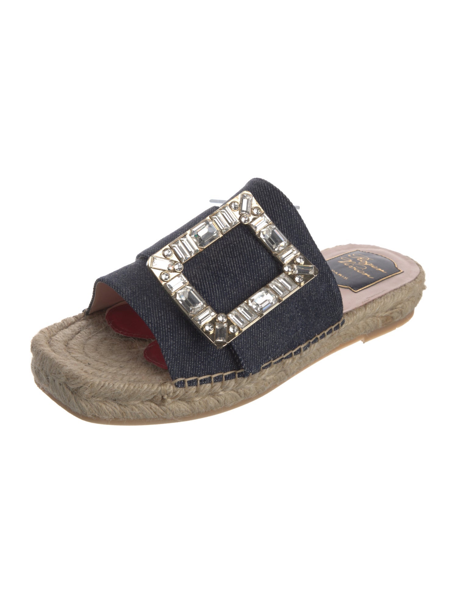 Roger Vivier Denim Colorblock Pattern Espadrilles