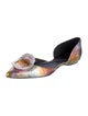 Roger Vivier Leather Crystal Embellishments D'Orsay Flats