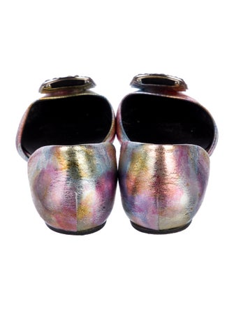 Roger Vivier Leather Crystal Embellishments D'Orsay Flats