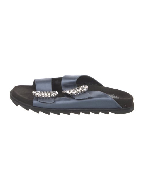 Roger Vivier Leather Crystal Embellishments Slides