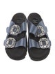 Roger Vivier Leather Crystal Embellishments Slides