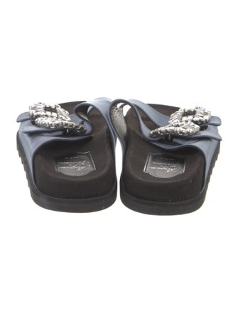Roger Vivier Leather Crystal Embellishments Slides