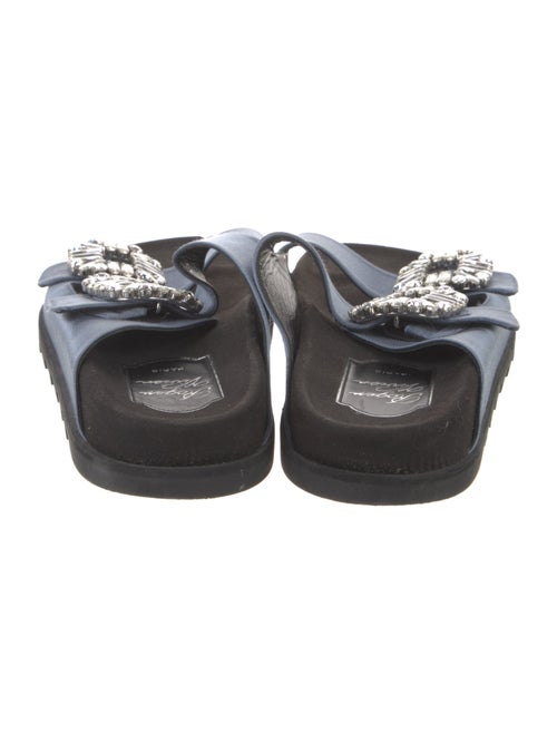 Roger Vivier Leather Crystal Embellishments Slides
