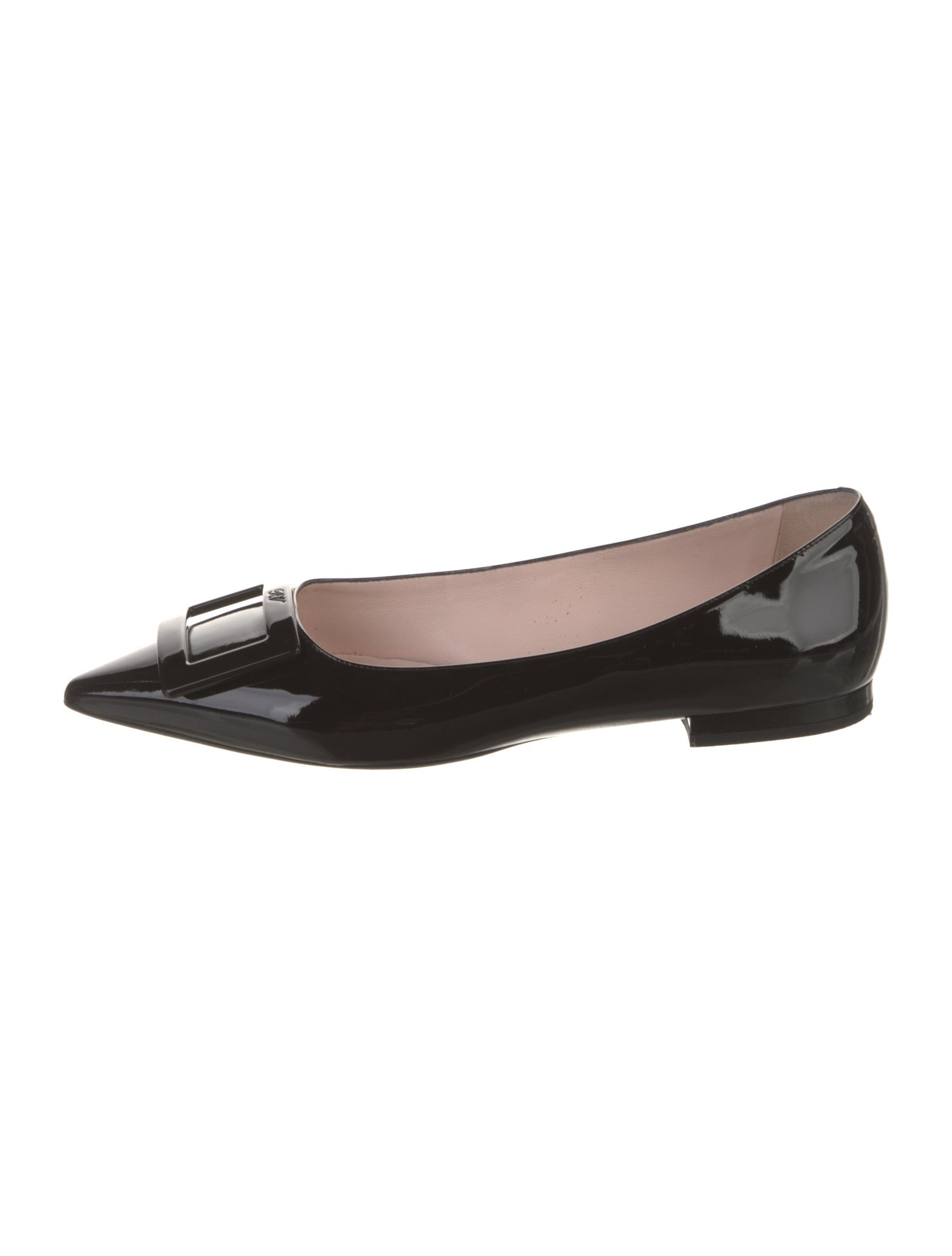 Roger Vivier Patent Leather Crystal Embellishments Ballet Flats