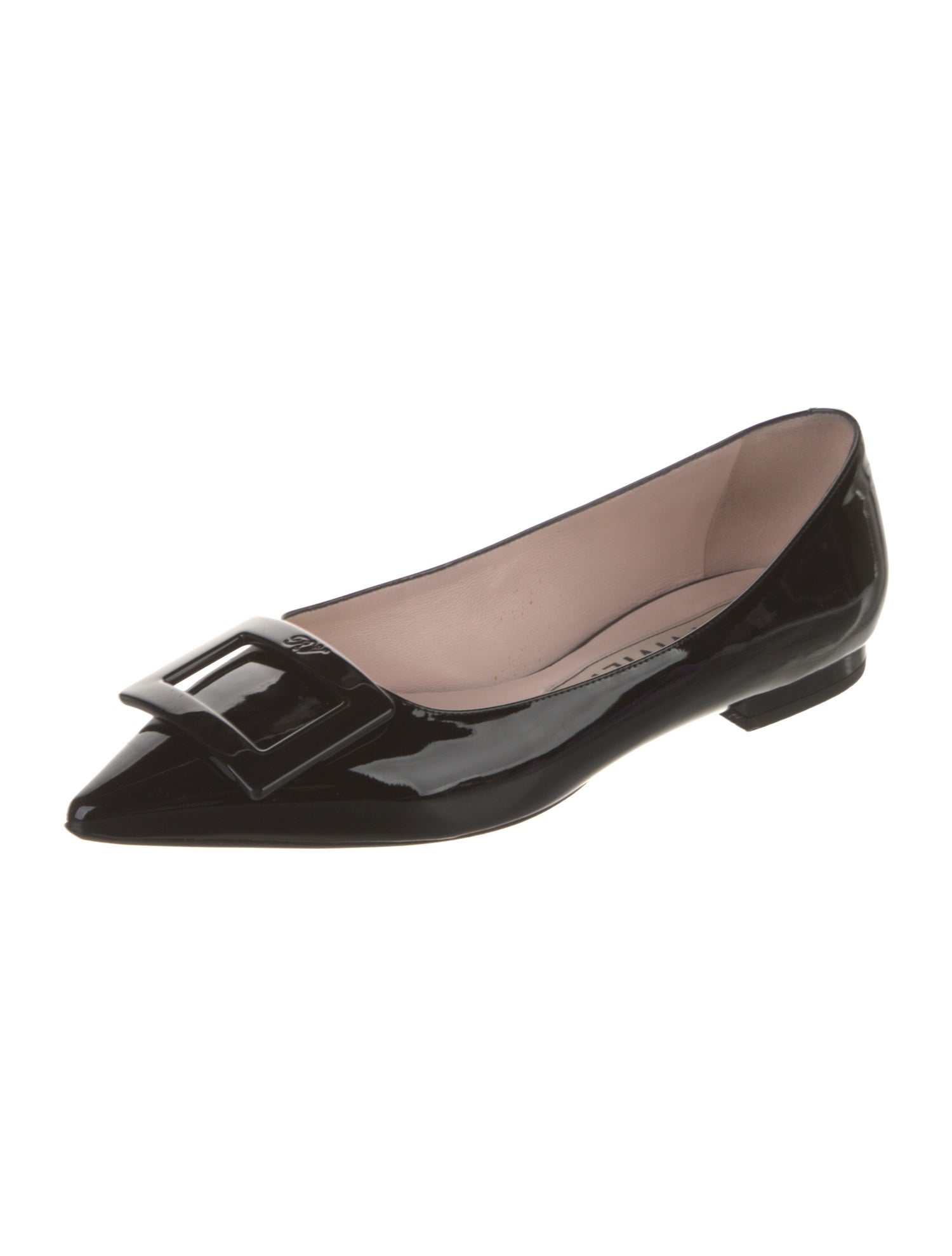 Roger Vivier Patent Leather Crystal Embellishments Ballet Flats