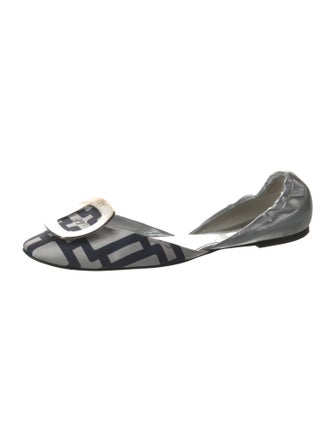 Roger Vivier Canvas Printed D'Orsay Flats