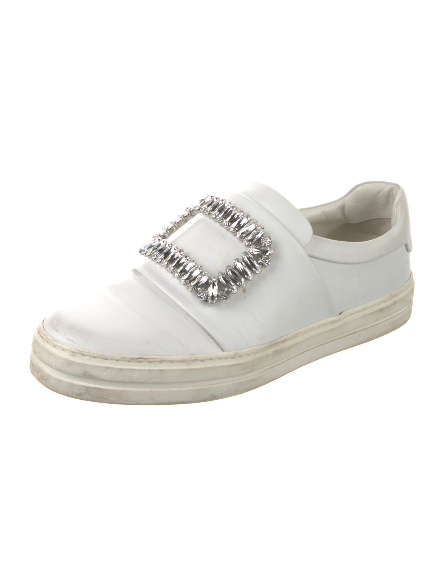 Roger Vivier Leather Crystal Embellishments Sneakers