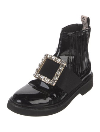 Roger Vivier Patent Leather Crystal Embellishments Boots