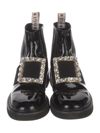 Roger Vivier Patent Leather Crystal Embellishments Boots