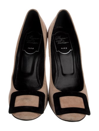 Roger Vivier Suede Colorblock Pattern Pumps