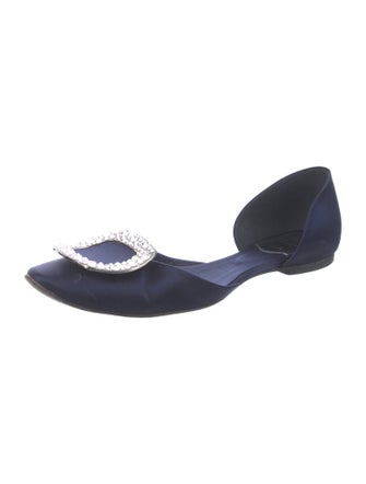 Roger Vivier Satin Crystal Embellishments D'Orsay Flats
