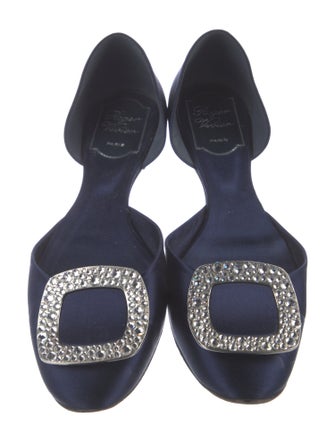 Roger Vivier Satin Crystal Embellishments D'Orsay Flats