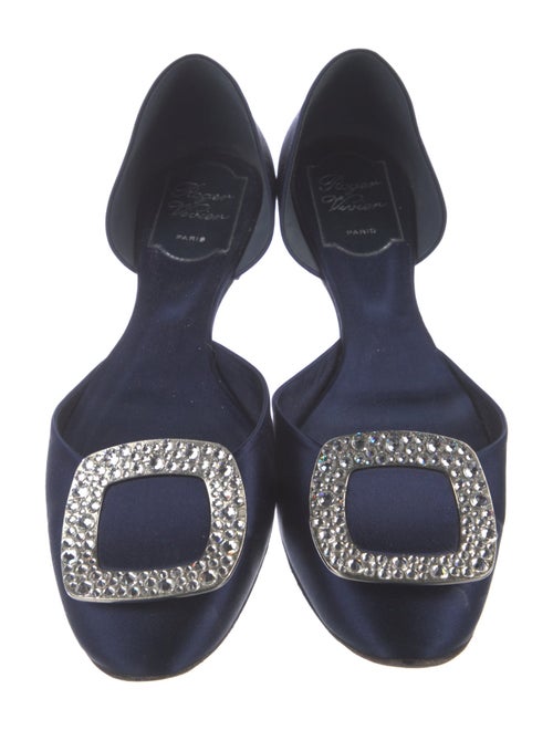 Roger Vivier Satin Crystal Embellishments D'Orsay Flats