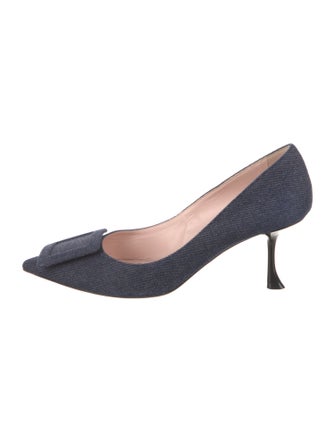 Roger Vivier Denim Crystal Embellishments Pumps
