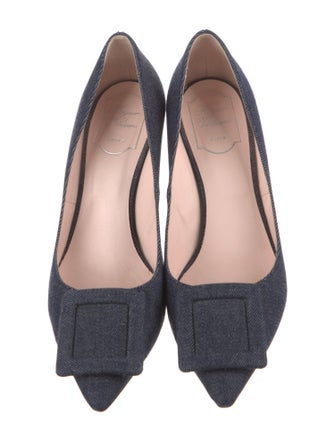 Roger Vivier Denim Crystal Embellishments Pumps