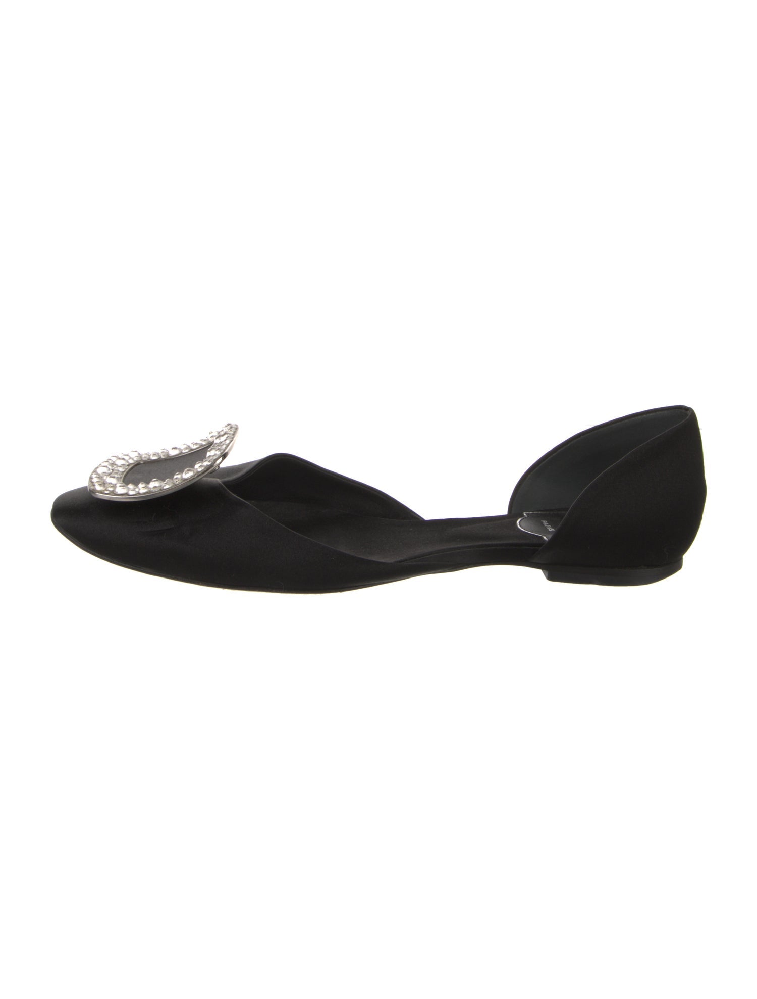 Roger Vivier Satin Crystal Embellishments D'Orsay Flats