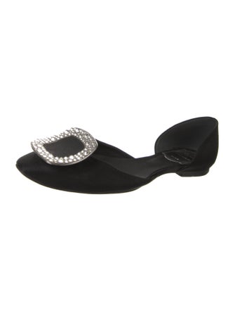 Roger Vivier Satin Crystal Embellishments D'Orsay Flats