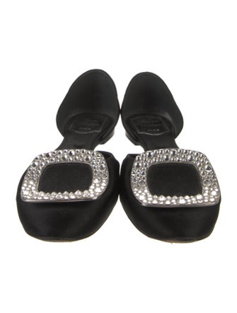 Roger Vivier Satin Crystal Embellishments D'Orsay Flats