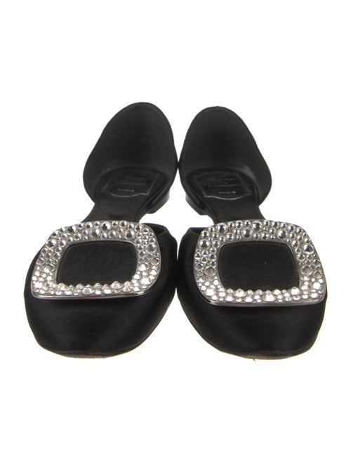 Roger Vivier Satin Crystal Embellishments D'Orsay Flats