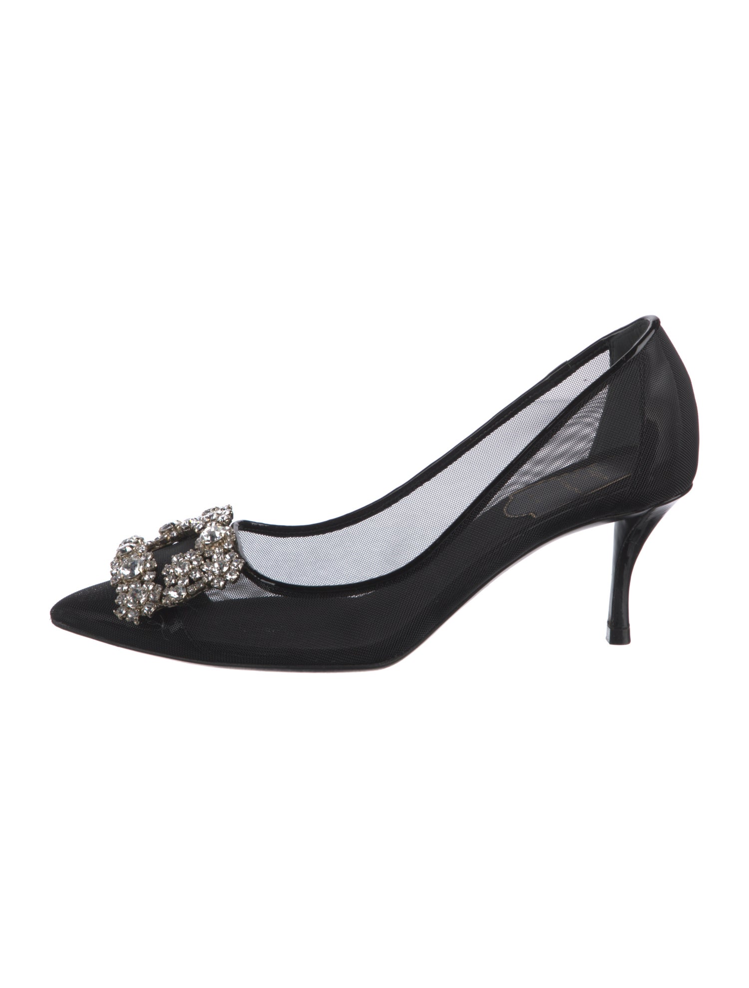 Roger Vivier Mesh Crystal Embellishments Pumps