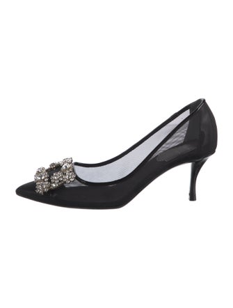 Roger Vivier Mesh Crystal Embellishments Pumps