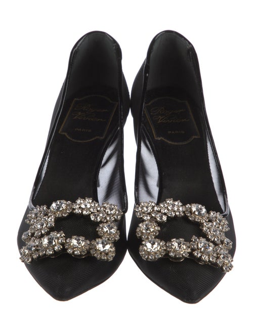 Roger Vivier Mesh Crystal Embellishments Pumps