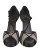 Roger Vivier Suede Colorblock Pattern T-Strap Sandals