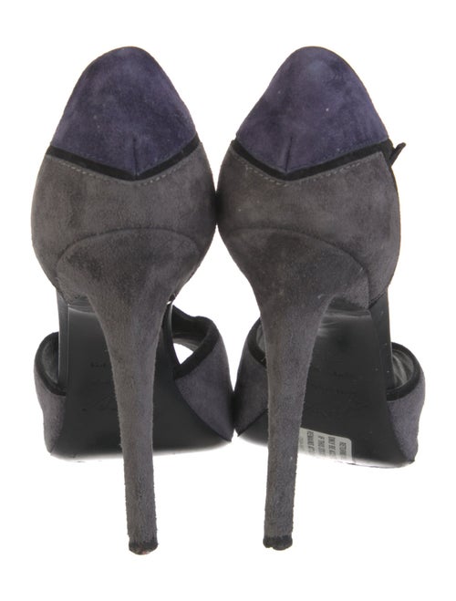 Roger Vivier Suede Colorblock Pattern T-Strap Sandals