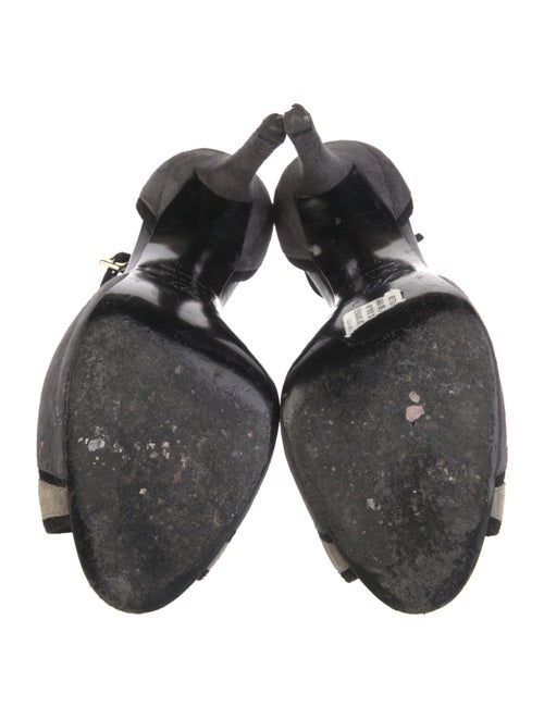 Roger Vivier Suede Colorblock Pattern T-Strap Sandals