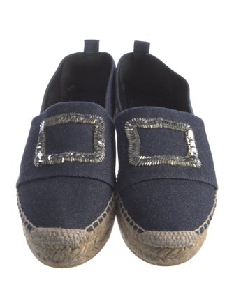 Roger Vivier Denim Sequin Embellishments Espadrilles