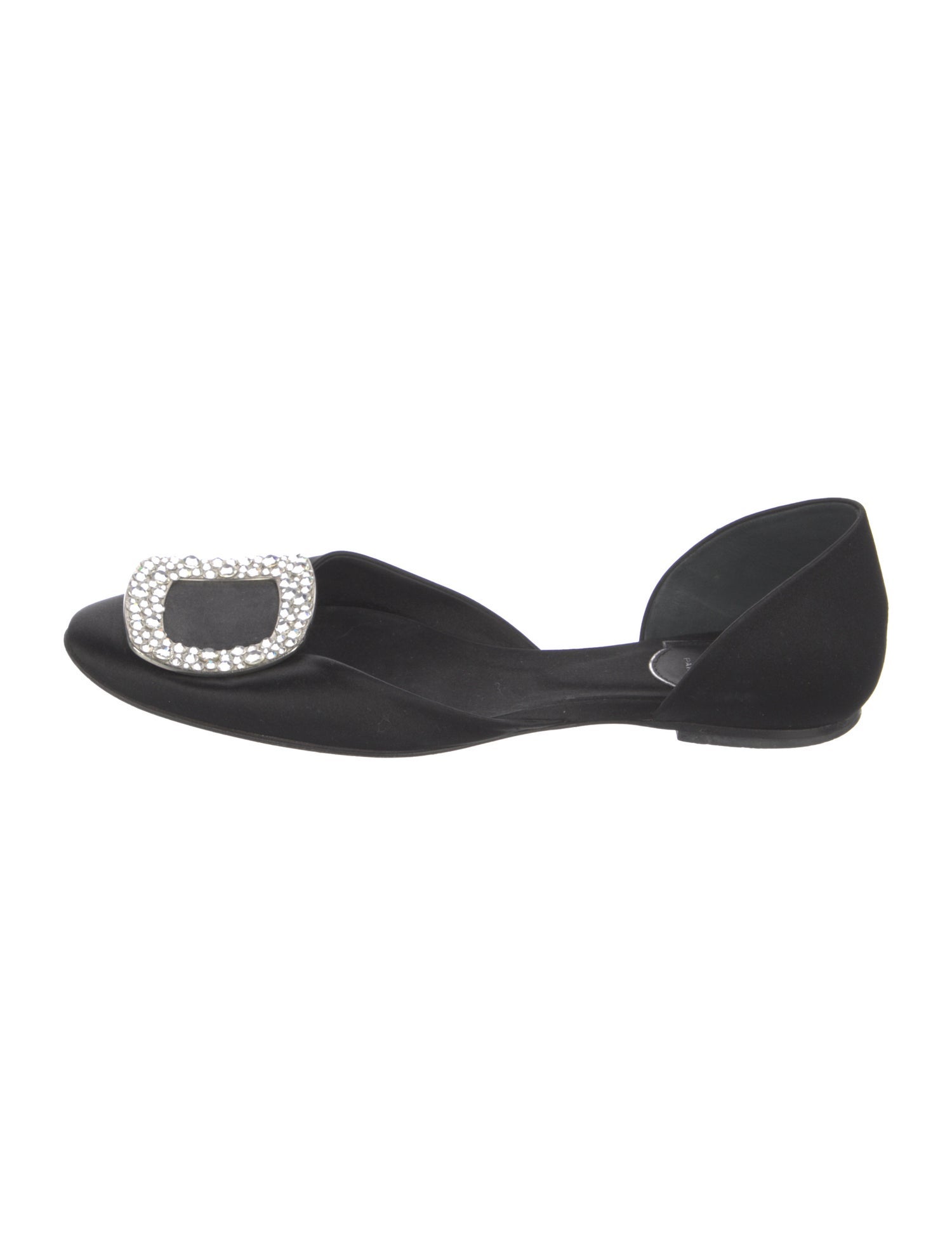 Roger Vivier Satin Crystal Embellishments D'Orsay Flats