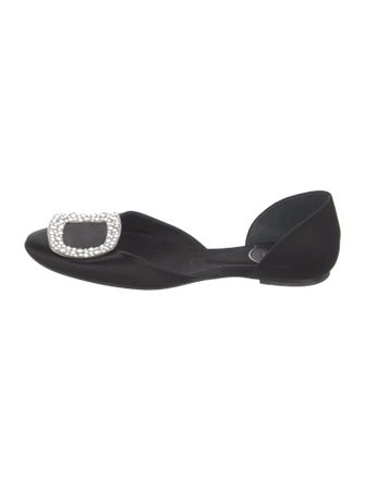 Roger Vivier Satin Crystal Embellishments D'Orsay Flats