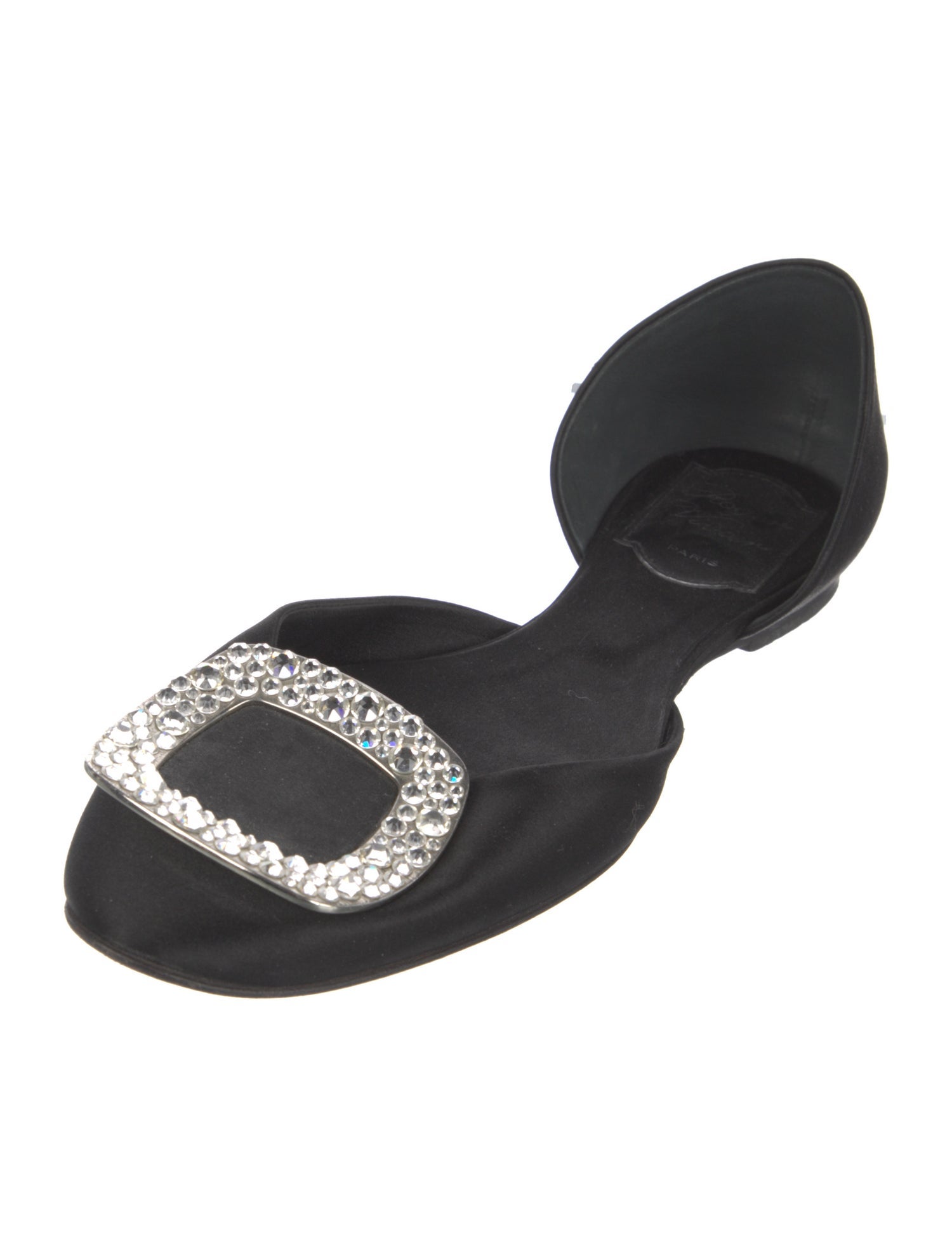 Roger Vivier Satin Crystal Embellishments D'Orsay Flats