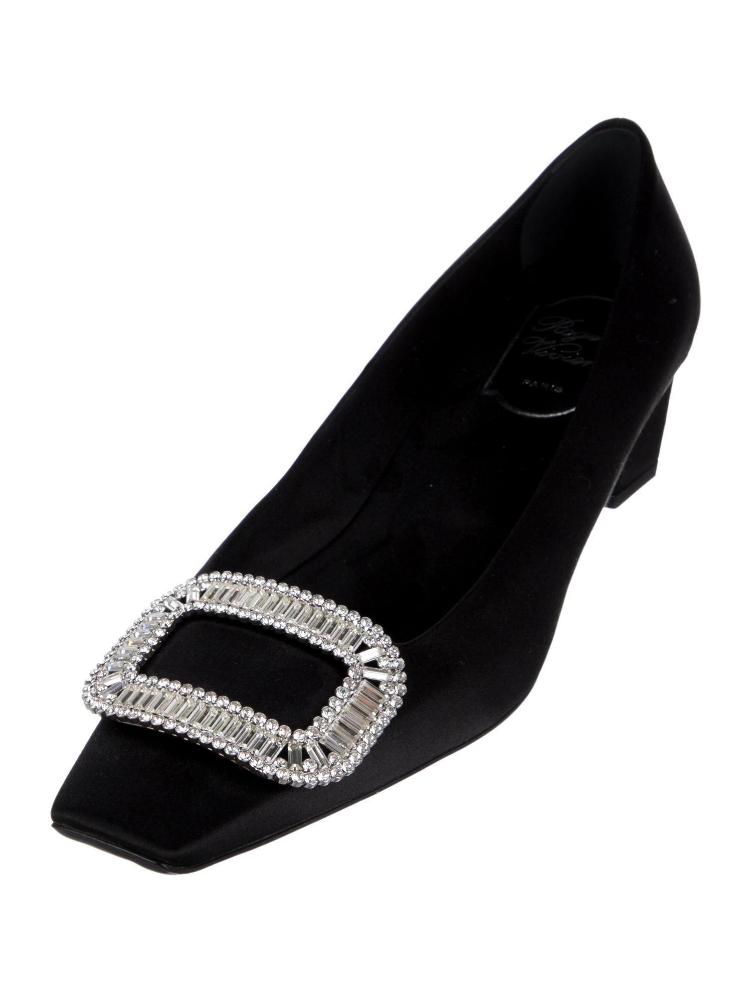 Roger Vivier Satin Crystal Embellishments Pumps