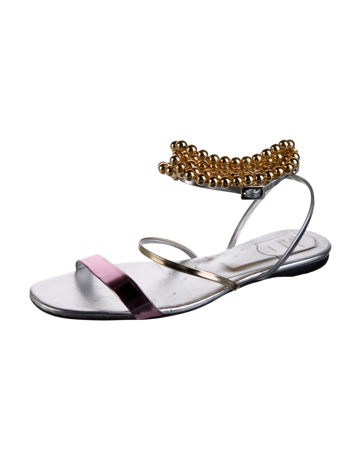 Roger Vivier Leather Colorblock Pattern Sandals