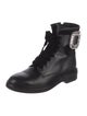 Roger Vivier Leather Crystal Embellishments Combat Boots