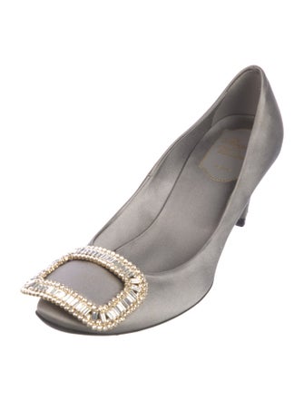 Roger Vivier Satin Crystal Embellishments Pumps