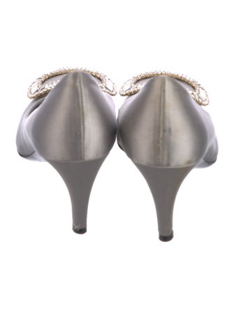 Roger Vivier Satin Crystal Embellishments Pumps
