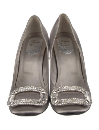 Roger Vivier Satin Crystal Embellishments Pumps
