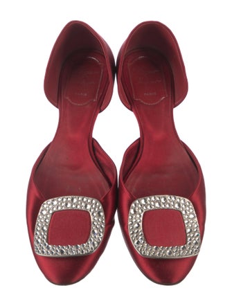 Roger Vivier Satin Crystal Embellishments D'Orsay Flats