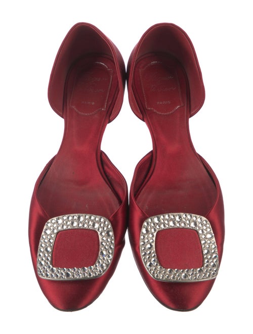 Roger Vivier Satin Crystal Embellishments D'Orsay Flats