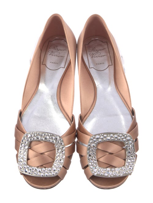 Roger Vivier Satin Crystal Embellishments Slides