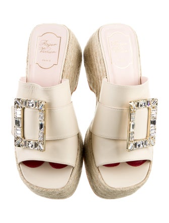 Roger Vivier Canvas Crystal Embellishments Espadrilles