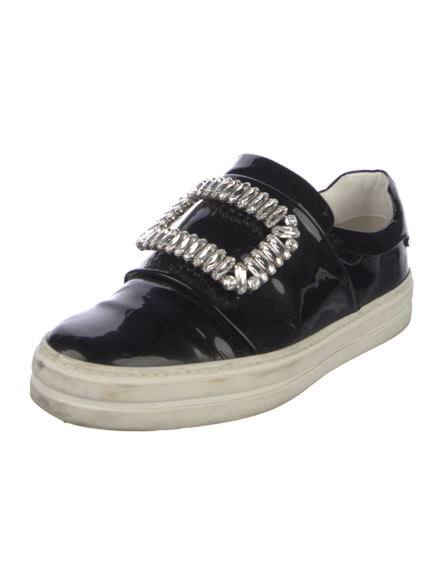 Roger Vivier Patent Leather Crystal Embellishments Sneakers