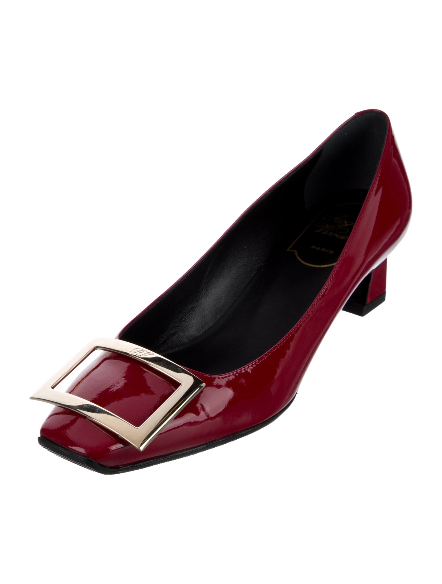 Roger Vivier Signature Logo Patent Leather Pumps