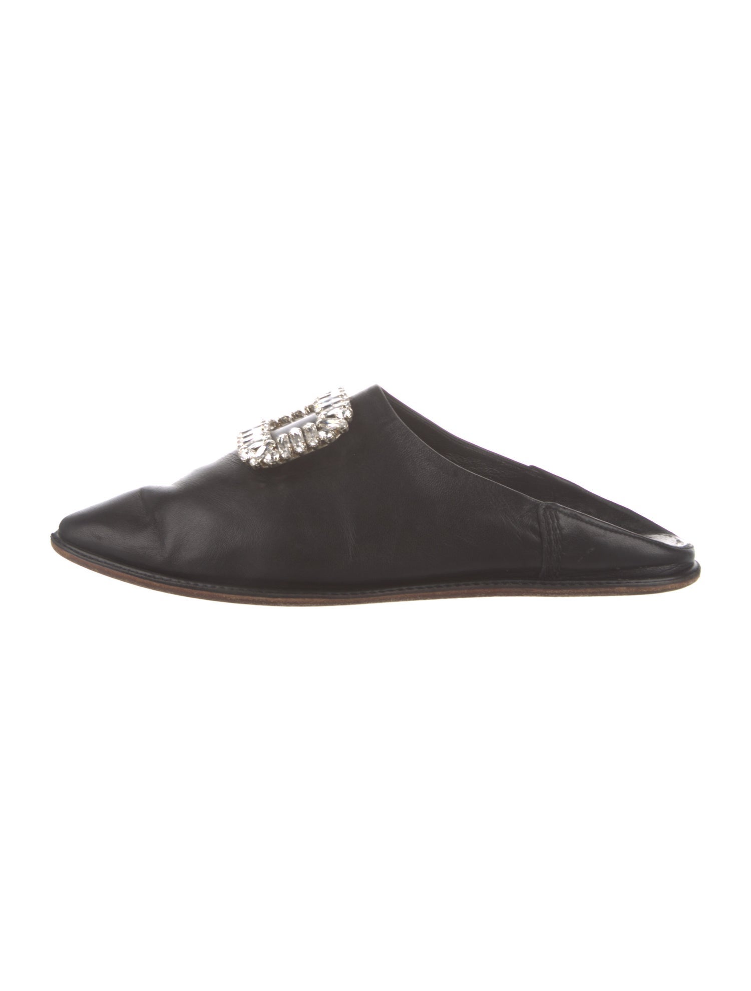 Roger Vivier Leather Crystal Embellishments Mules