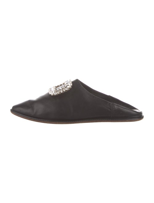 Roger Vivier Leather Crystal Embellishments Mules