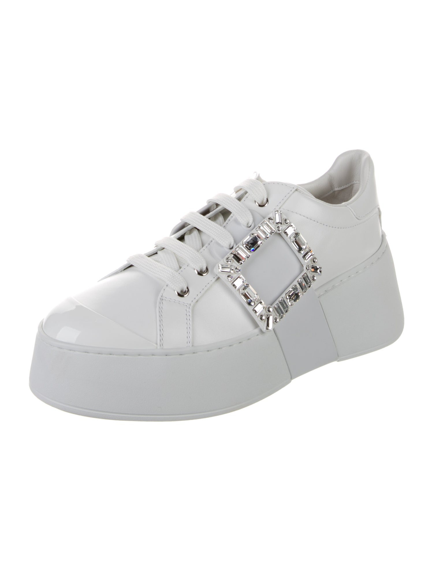 Roger Vivier Leather Crystal Embellishments Sneakers w/ Tags