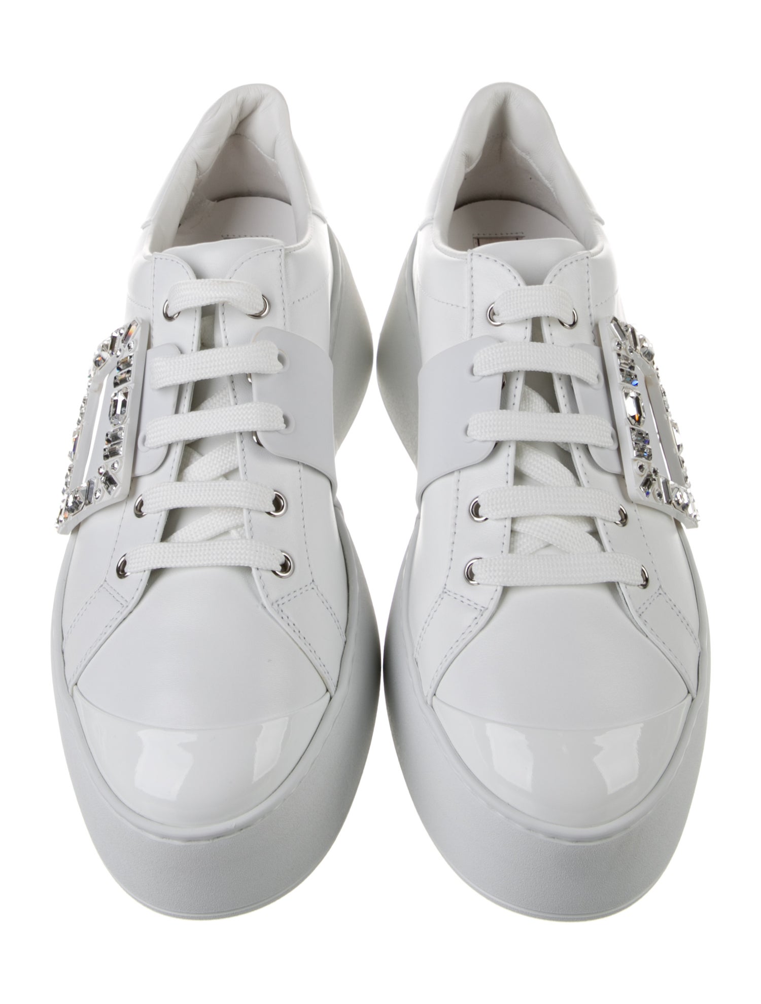 Roger Vivier Leather Crystal Embellishments Sneakers w/ Tags